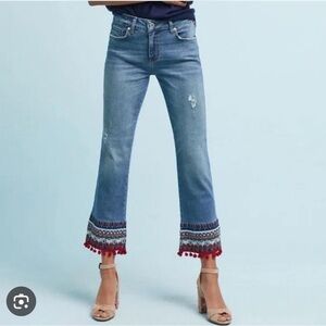 Pilcro and the Letterpress Blue Flare Jeans with Red Trim